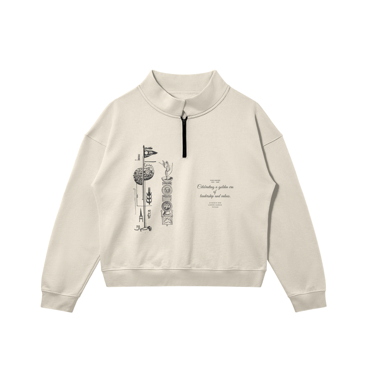 ਸਿੱਖ ਸਾਮਰਾਜ 380GSM ਹਾਫ-ਜ਼ਿਪ ਸਵੈਟਸ਼ਰਟ